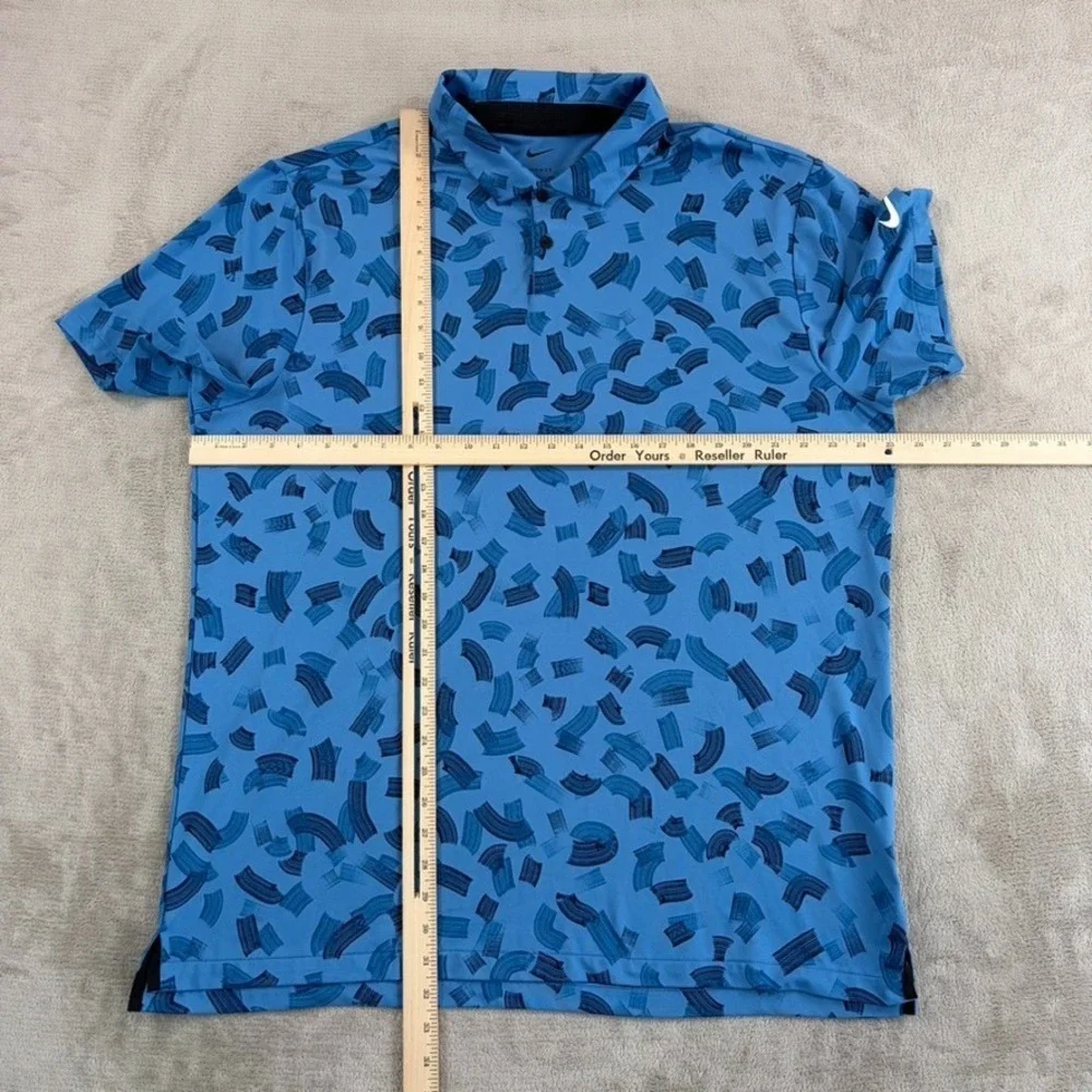 Nike Tour Micro Print Brush Dri-Fit Performance Golf Polo Shirt Blue Men XL NWOT